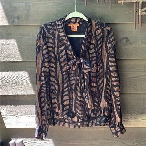 TORY BURCH safari print silk blouse